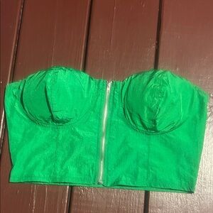 Love J Vibrant Green Strapless Crop Top
